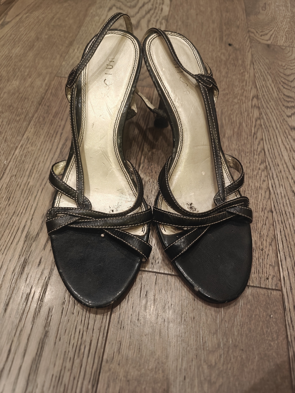 Unisa Classic Black Strappy Slingback Heels - Women's